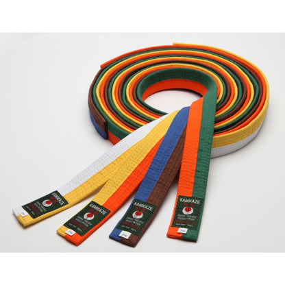 Ceinture bicolore Blanc Jaune piquée KAMIKAZE