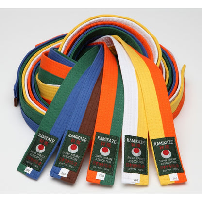 Ceinture bicolore Orange Verte piquée KAMIKAZE